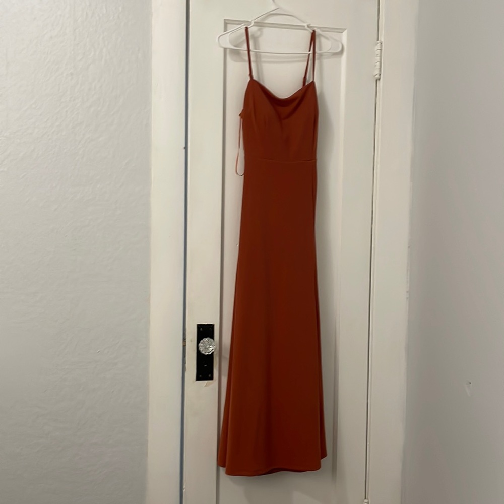 Birdy Grey Crepe Terracotta Bridesmaid Dress
